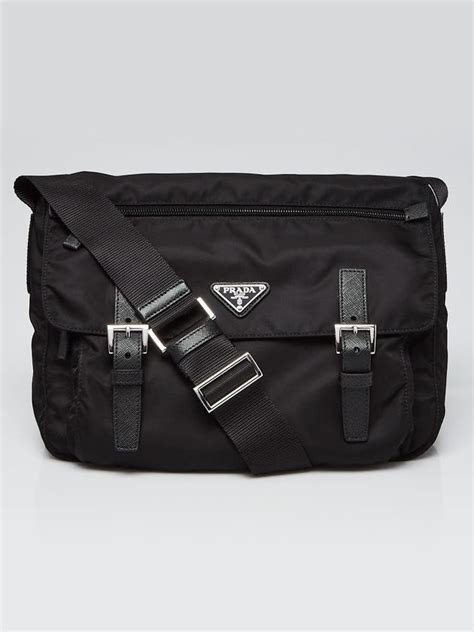 prada 1bd671|Prada Black Vela Nylon Buckle Messenger Bag 1BD671 .